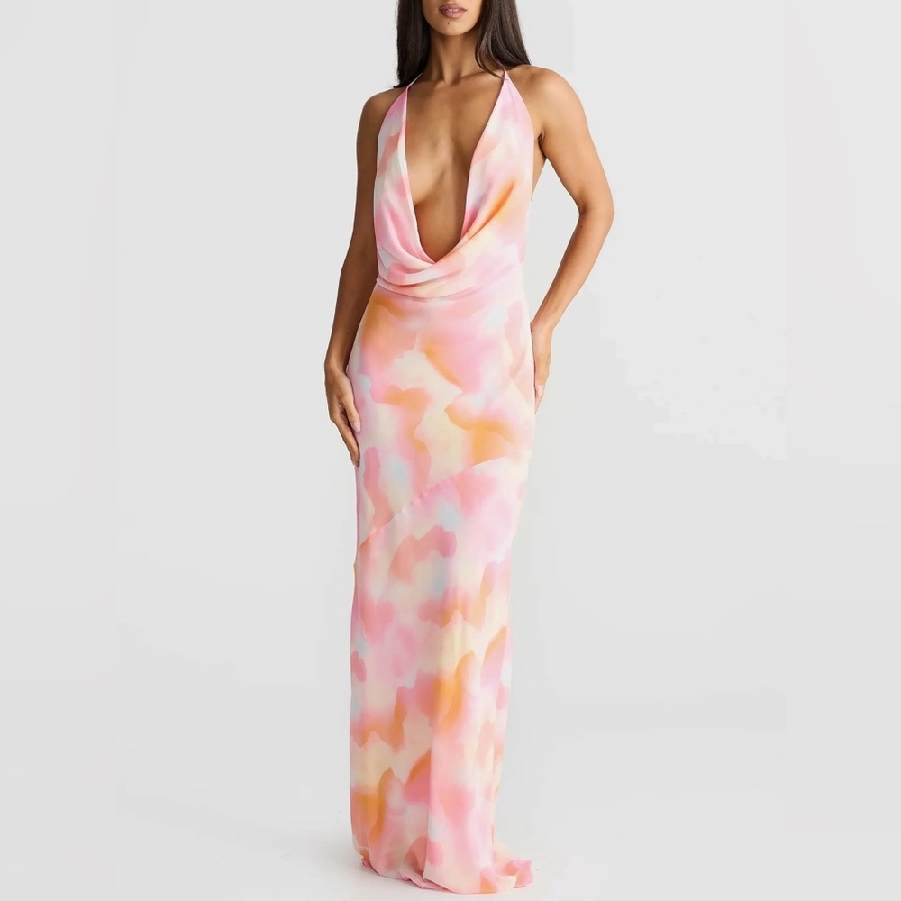 Chic Backless Pink and Orange Dress